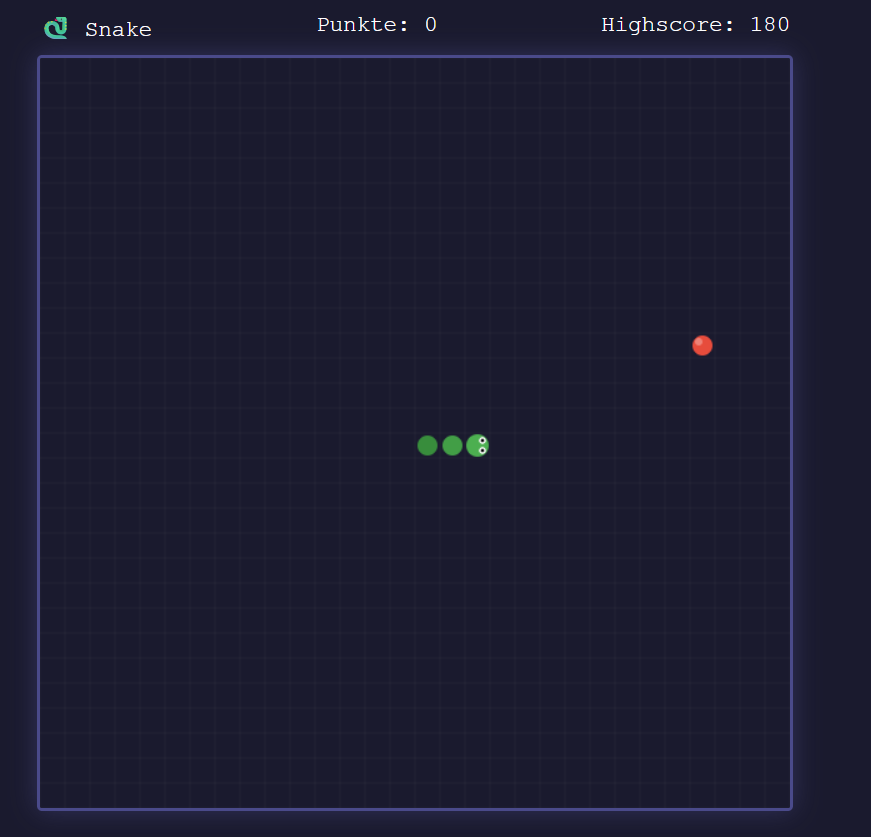 Snake-Klon generiert von KI – klassische Spielmechanik mit modernem Neon-Design